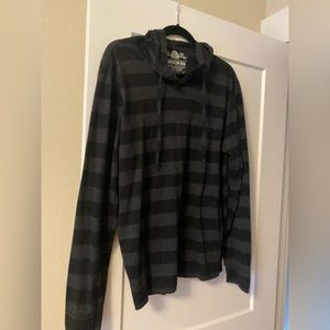 American Rag CIE Men’s Hoodie Shirt Grey & Black Stripe XL